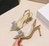 Luxury Style Butterfly Knot Crystal Pointed Toe Heel